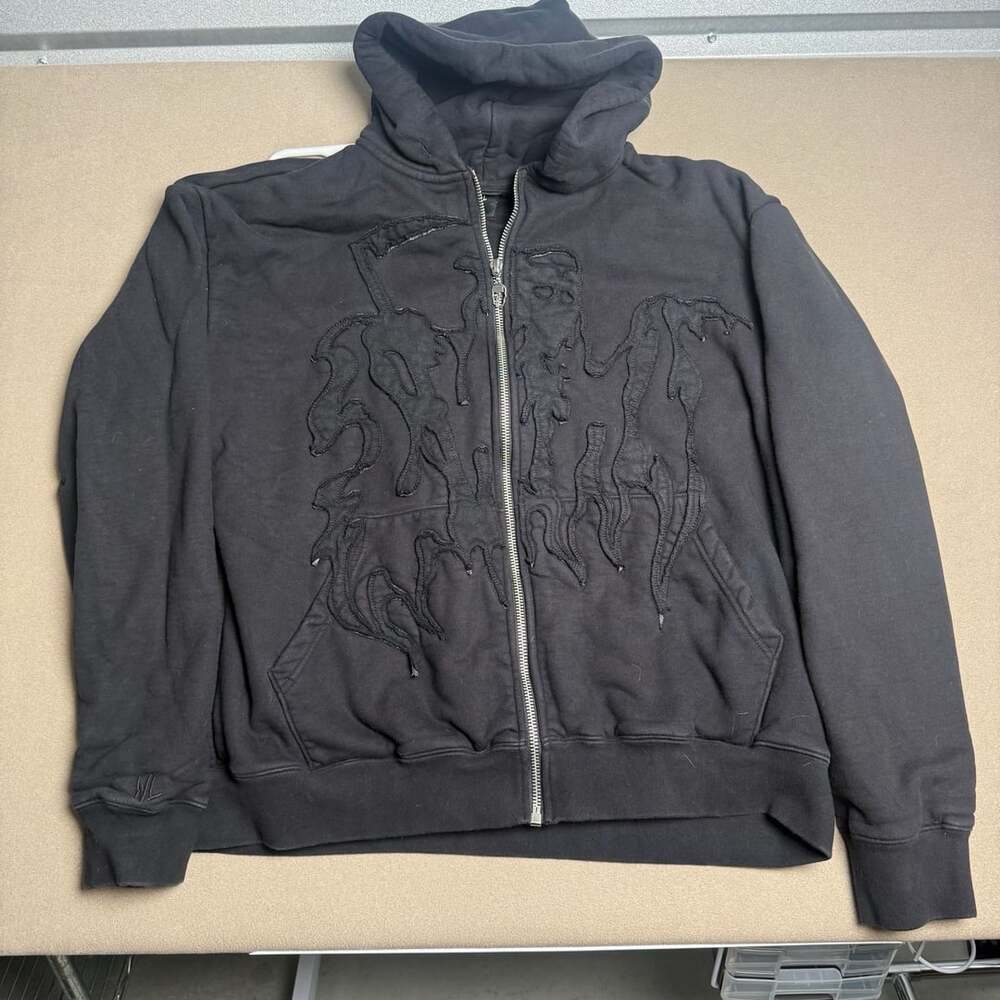 Warren Lotas Lazer Cut Reaper Applique Full-Zip Hoodie Black XXL